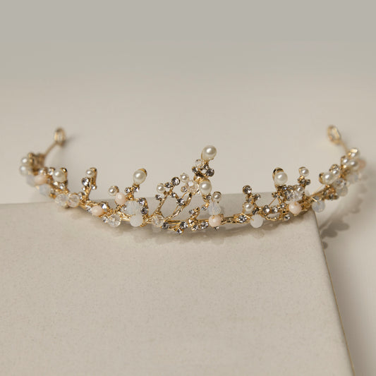 Gold Crystal Pearls Crown