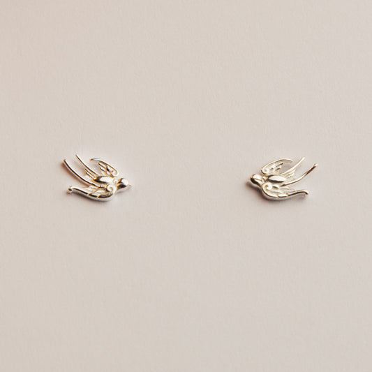 Swallow Stud Earrings in S999 Sterling Silver