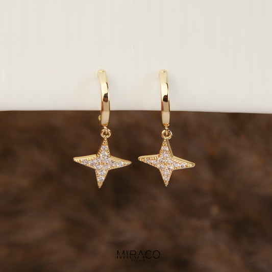 &nbsp;Points Star Clip On Earrings, Invisible None Pierced Ear Clips