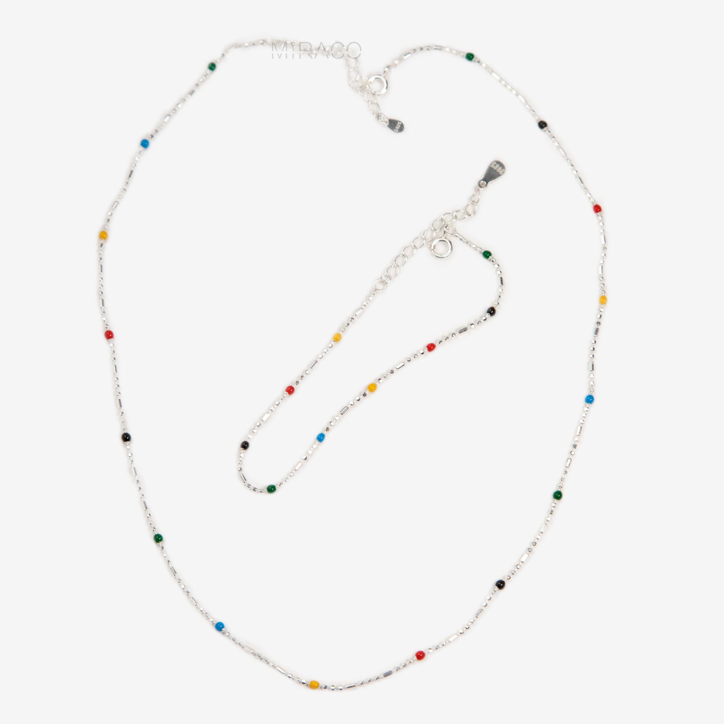 Sterling Silver Necklace and Bracelet Set – Dainty Beaded Chain Jewellery